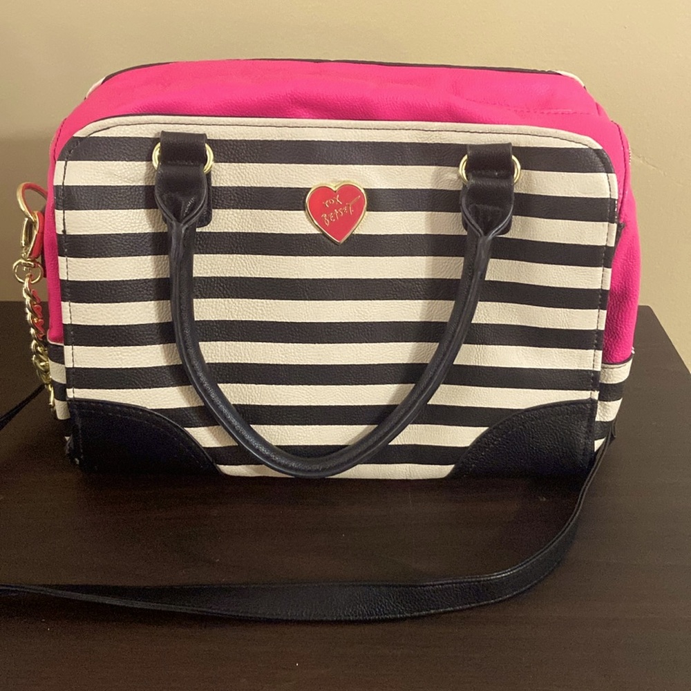 Betsey Johnson Striped Satchel